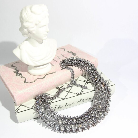 ZARA Limited Edition Sparkling Art Deco Sparkling Crystal Necklace - Picture 4 of 7